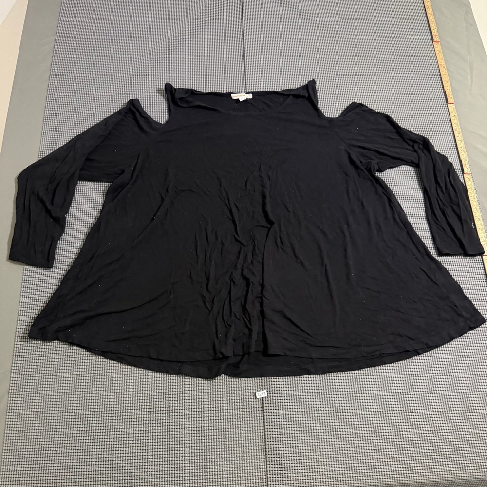 Westport 1962 Womens 3X Black Cold Shoulder Long Sleeve Top